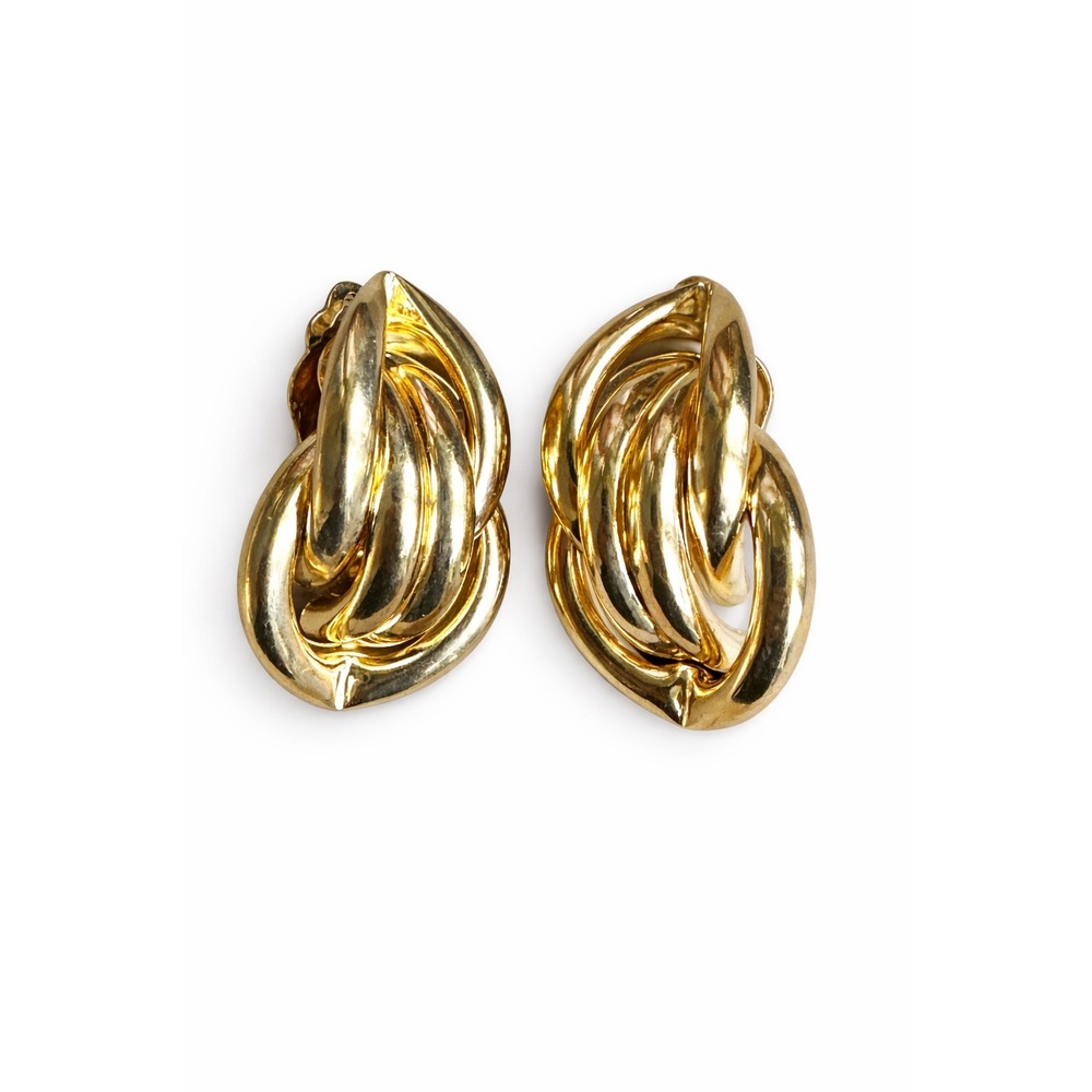 Vintage‎ 80/90s Interlocking Hoop Clip On Bold Statement Earrings